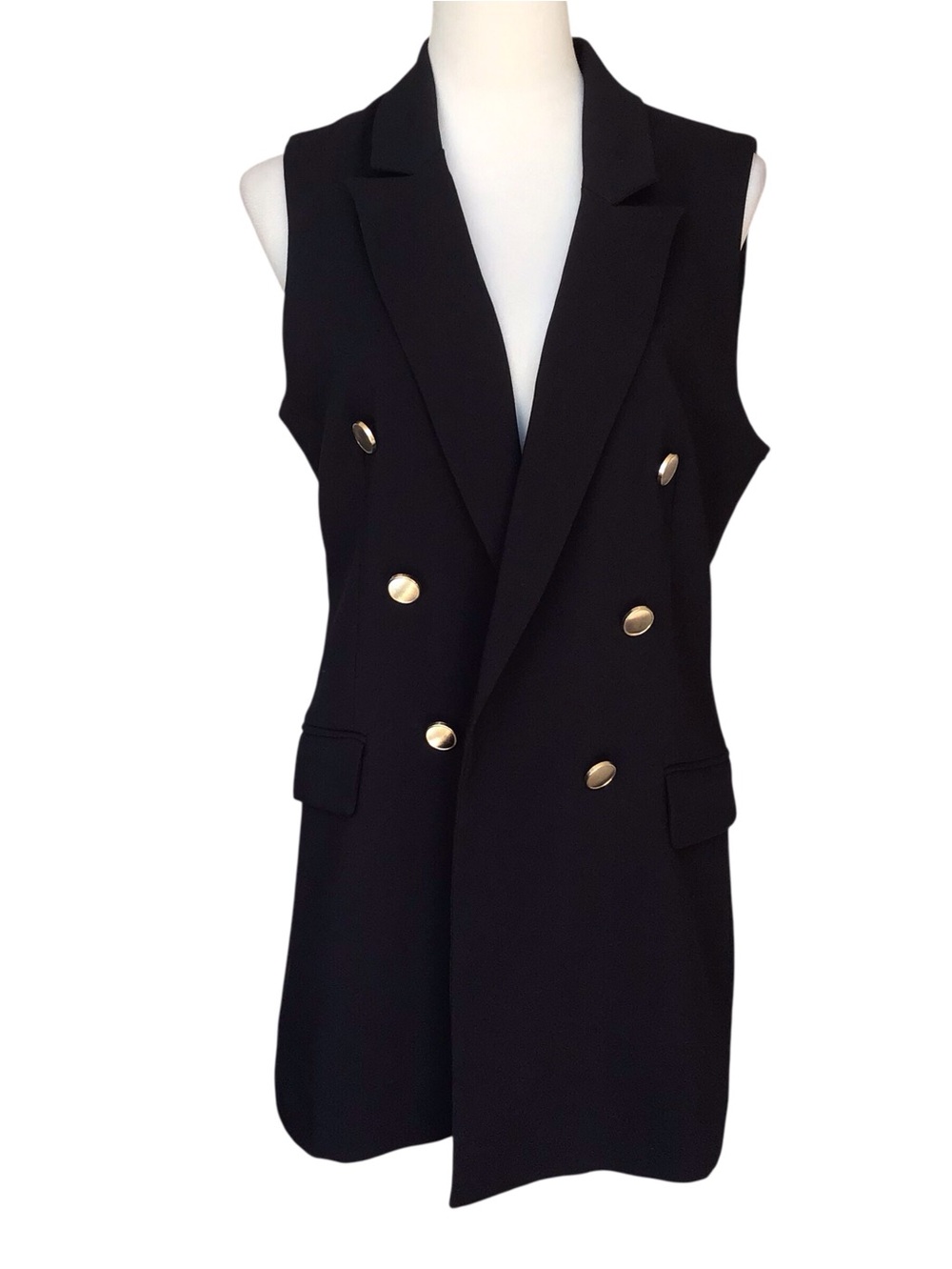 Joie Black Sleeveless Long Blazer Vest